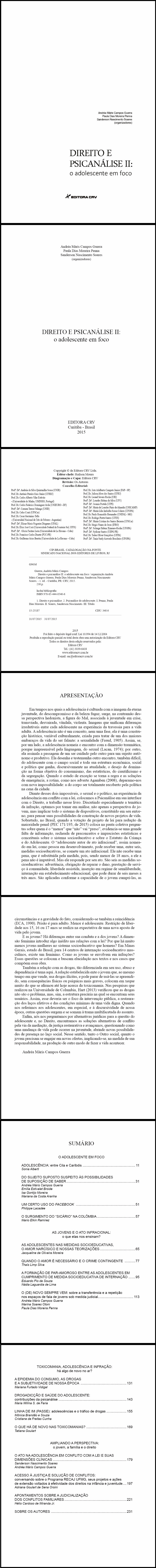 DIREITO E PSICANÁLISE II:<br>o adolescente em foco